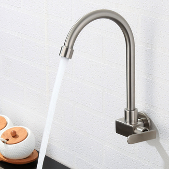 304 nerezová oceľ, stenová montáž, kuchynská batéria s keramickým kartridžom, iba studená voda, 0–90°C, 1 MPa