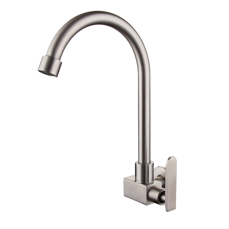 304 nerezová oceľ, stenová montáž, kuchynská batéria s keramickým kartridžom, iba studená voda, 0–90°C, 1 MPa