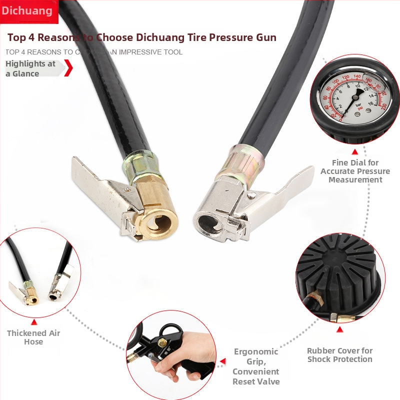 Dichuang riepu spiediena mērītājs – augsta precizitāte, diapazons 0-230 PSI, precizitāte 0.01 PSI, korpuss no alumīnija sakausējuma