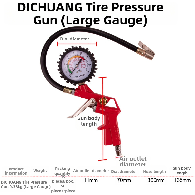 Dichuang riepu spiediena mērītājs – augsta precizitāte, diapazons 0-230 PSI, precizitāte 0.01 PSI, korpuss no alumīnija sakausējuma