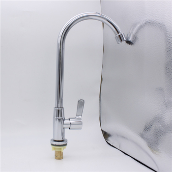 Nerezový kuchynský kohútik, zvislá montáž, jednoručný studený prívod, keramický kartridž, guľový otočný dizajn