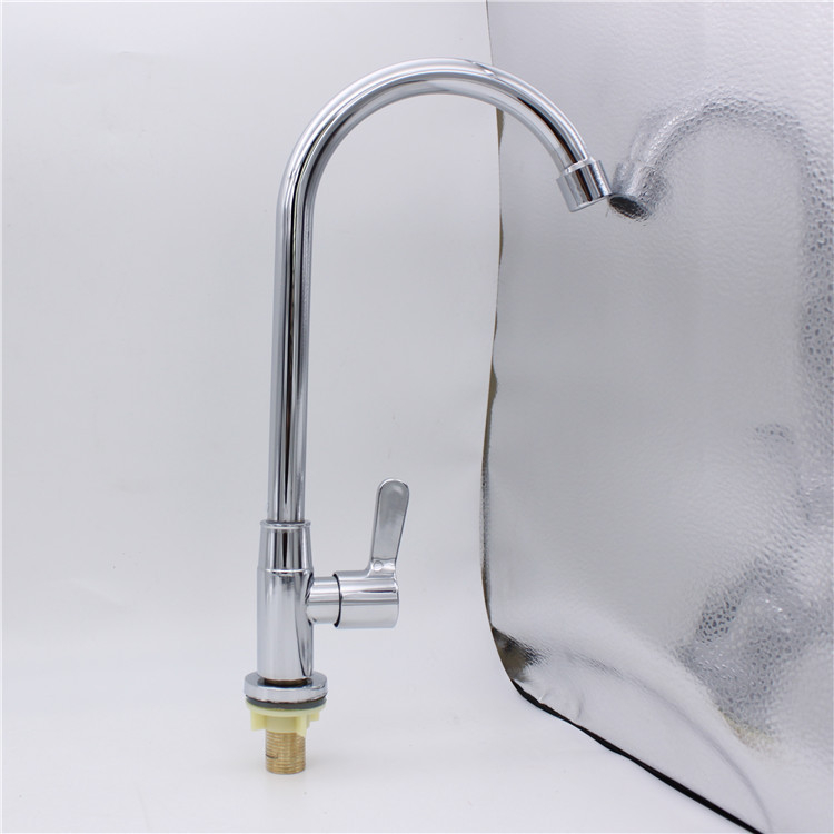 Nerezový kuchynský kohútik, zvislá montáž, jednoručný studený prívod, keramický kartridž, guľový otočný dizajn