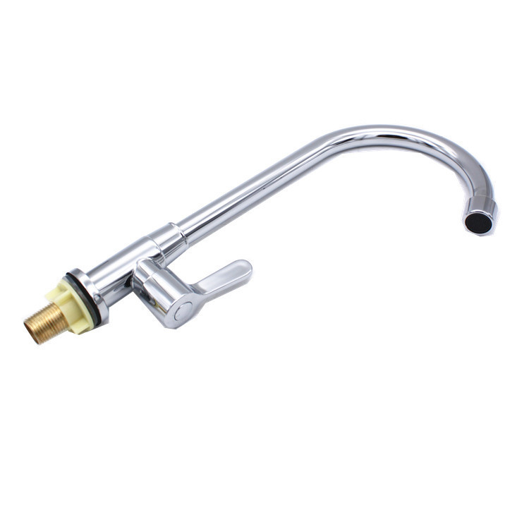 Nerezový kuchynský kohútik, zvislá montáž, jednoručný studený prívod, keramický kartridž, guľový otočný dizajn