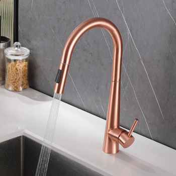 Vytiahnuteľný kuchynský kohútik – nerezová oceľ, miešací kohútik, model Little Rocket, keramický diskový ventil