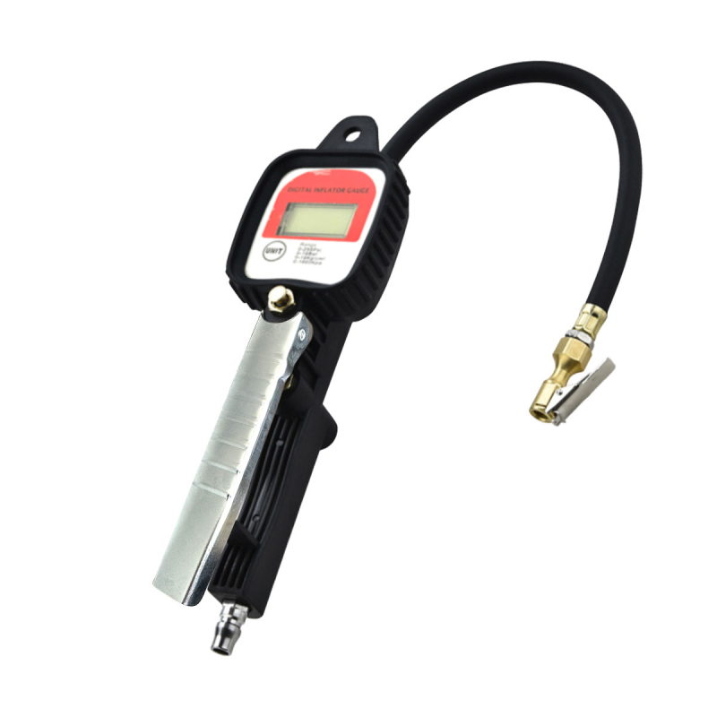Digitalni mjerač tlaka guma s pištolom za nadopunu, digitalni prikaz, raspon 0–220 psi, psi/bar jedinice, točnost ±2 psi, kućište od legure