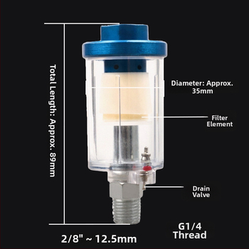 Pneimatiskā smidzināšanas pistoles piederums — eļļas un ūdens atdalītājs, gaisa filtrs, gaisa spiediena manometrs