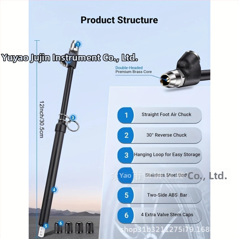 Matēts kravas auto riepu spiediena mērinstruments komplekts — pildspalvas stila mērinstruments, diapazons 0–150 psi, precizitāte 2 psi, Jujin, materiāls cinka sakausējums/nerūsējošais tērauds/ABS
