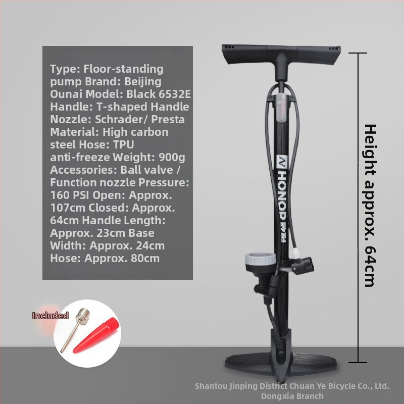 Подова помпа за велосипед с манометър, GP6532B, метална конструкция