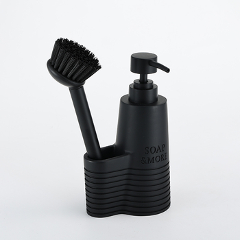Dozator tekućeg deterdenta za kuhinju s četkom za čišćenje, ručni pritisak (Materijal: smola; Završna obrada: polirana; Težina: 400 g; Stil: moderni minimalistički)