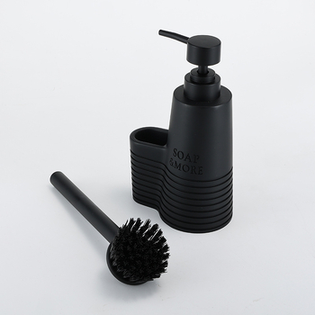 Dozator tekućeg deterdenta za kuhinju s četkom za čišćenje, ručni pritisak (Materijal: smola; Završna obrada: polirana; Težina: 400 g; Stil: moderni minimalistički)
