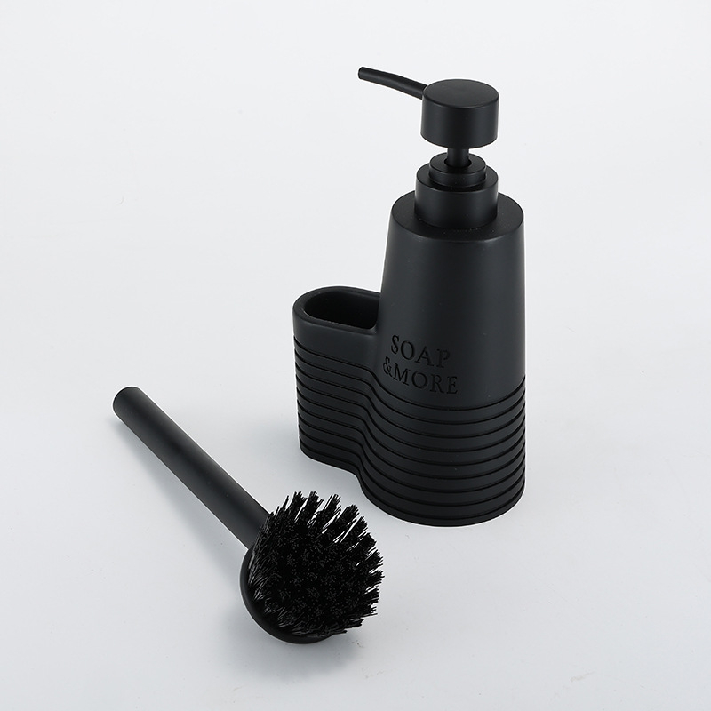 Dozator tekućeg deterdenta za kuhinju s četkom za čišćenje, ručni pritisak (Materijal: smola; Završna obrada: polirana; Težina: 400 g; Stil: moderni minimalistički)