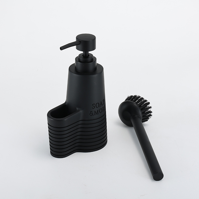 Dozator tekućeg deterdenta za kuhinju s četkom za čišćenje, ručni pritisak (Materijal: smola; Završna obrada: polirana; Težina: 400 g; Stil: moderni minimalistički)