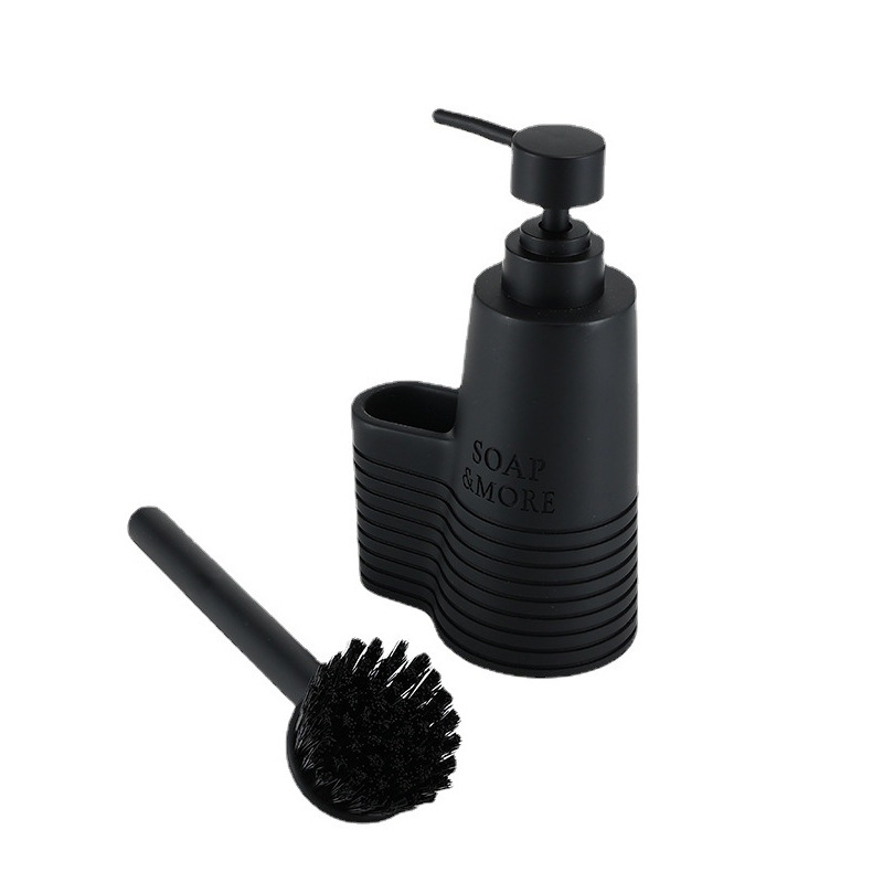 Dozator tekućeg deterdenta za kuhinju s četkom za čišćenje, ručni pritisak (Materijal: smola; Završna obrada: polirana; Težina: 400 g; Stil: moderni minimalistički)