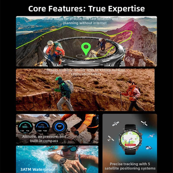 GPS смарт часовник с офлайн карти, барометричен висотомер и компас, водоустойчив до 30 м