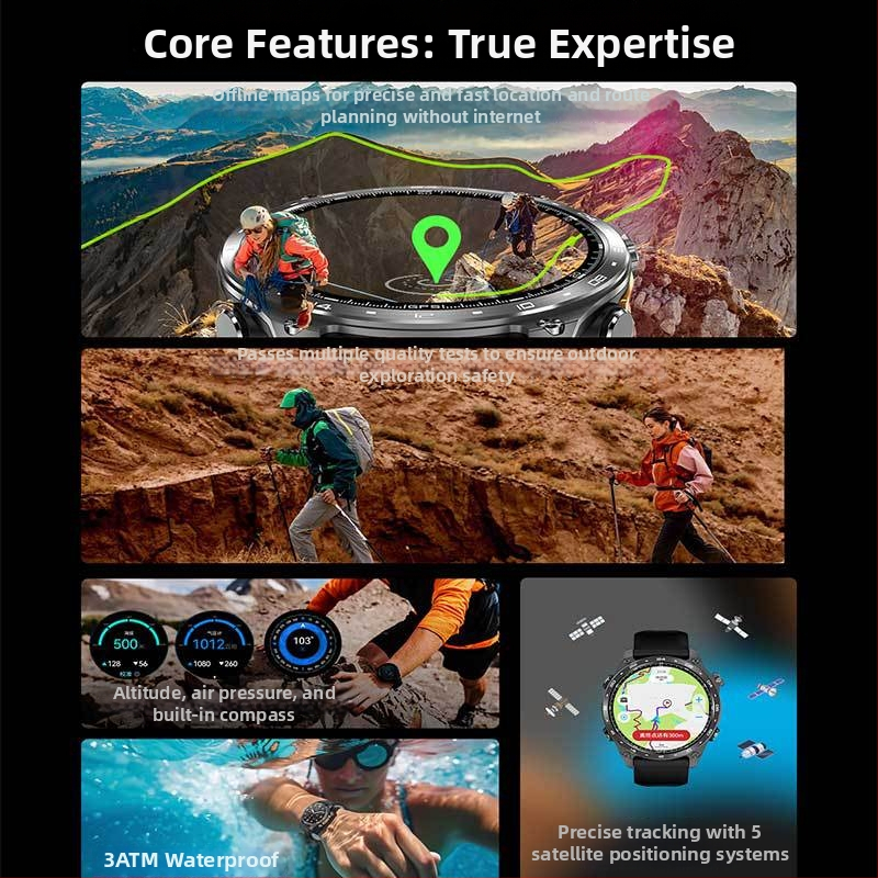 GPS смарт часовник с офлайн карти, барометричен висотомер и компас, водоустойчив до 30 м