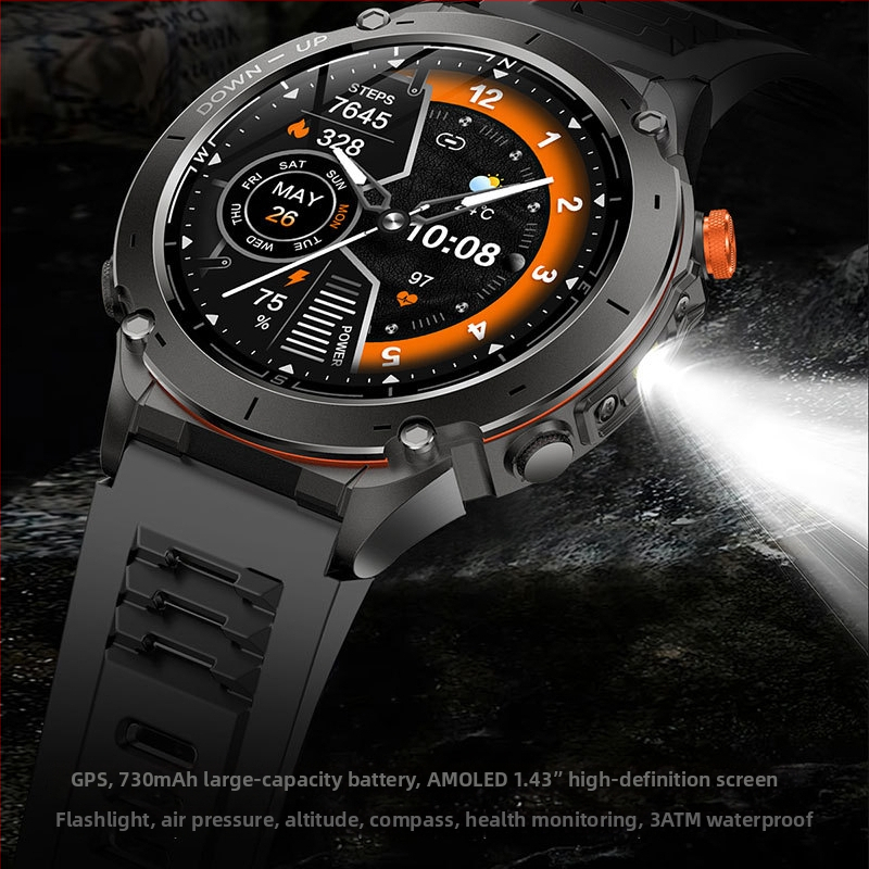 GPS спортен смарт часовник с барометър, алтиметър и компас, AMOLED дисплей