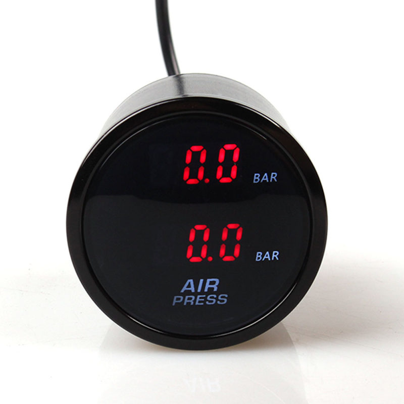 LED kijelzős levegőnyomásmérő autóhoz, AIR Press 2, 12V, alumínium-plasztik ház, BAR skála