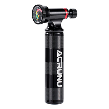 ACRUNU Pompa CO2 pentru bicicletă de drum, cu manometru vizual, din aliaj de aluminiu, compatibil Presta/Schrader, 130 g