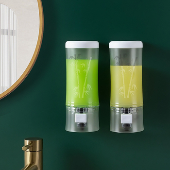 Дозатор за шампоан и душ гел, стенно без пробиване, GPPS материал, 500 ml обем, ръчно натискане, модерен стил, гладка повърхност