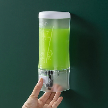 Дозатор за шампоан и душ гел, стенно без пробиване, GPPS материал, 500 ml обем, ръчно натискане, модерен стил, гладка повърхност