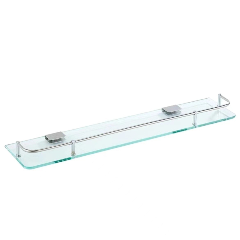 Zidni stakleni držač za kupaonicu od nehrđajućeg čelika s poliranim završnim slojem, model Bathroom Glass Storage Rack, porijeklo Guangdong, moderan minimalistički stil