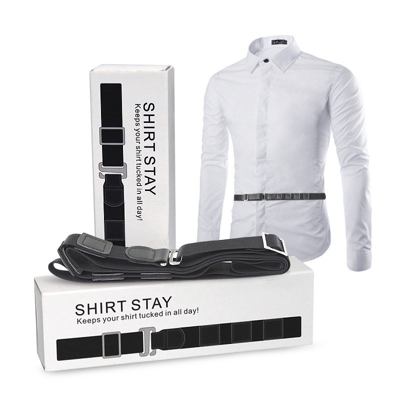 Unisex naramenice za košulju s 3 kopče, podesiva duljina, čvrsta elastičnost, križni stražnji dizajn, materijal: poliester PU koža zliatina