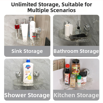 Пластмасов ъглов рафт за баня, стенен монтаж, триъгълна кошница