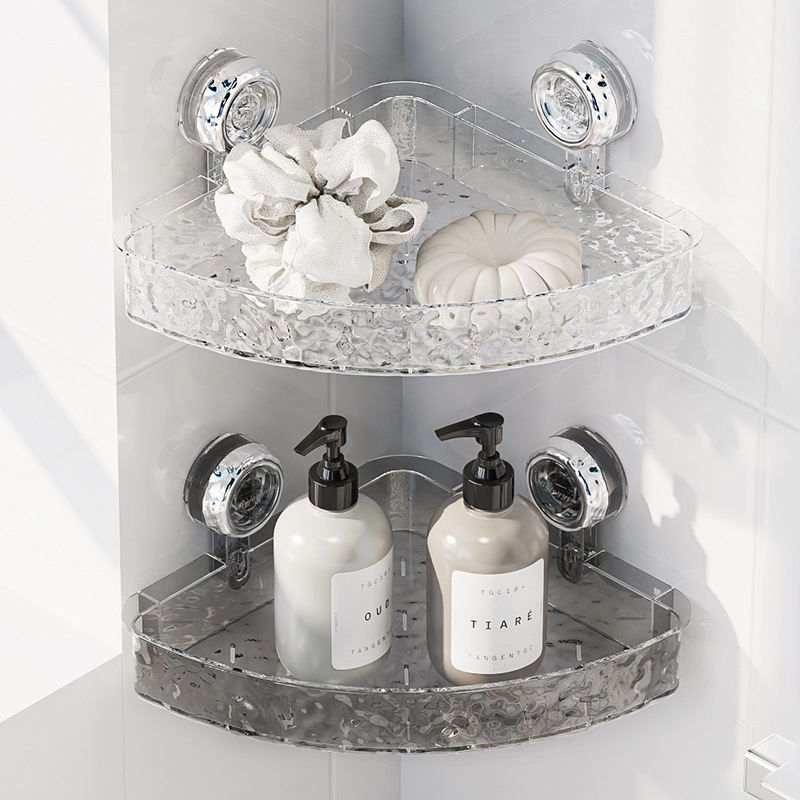 Пластмасов ъглов рафт за баня, стенен монтаж, триъгълна кошница