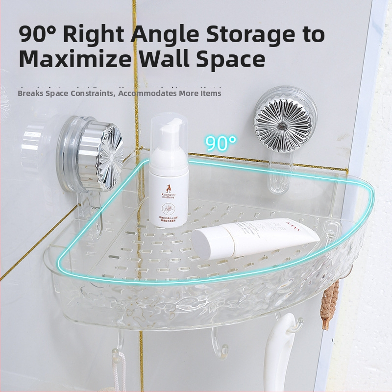 Пластмасов ъглов рафт за баня, стенен монтаж, триъгълна кошница