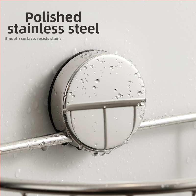 Nerezový regál do kúpeľne s prísavkou, nástenný organizér bez vŕtania, kruhový dizajn