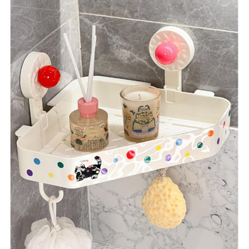 Rohový stenu skladacia polička s prisavkou — plast, vstrekované formovanie, model 11112, nosnosť 1.5, 1 vrstva