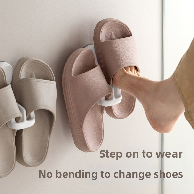 Lazy Corner Stojan na papuče do kúpeľne, nástenný, ABS, odolný voči vlhkosti, jednoposchodový