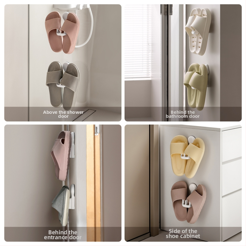 Lazy Corner Stojan na papuče do kúpeľne, nástenný, ABS, odolný voči vlhkosti, jednoposchodový