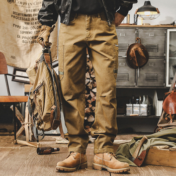 Работни панталони за мъже, права кройка, средна талия, цип за закопчаване, 100% памук, с велурена подплата, пролет-есен