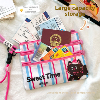 Passportový púzdro - Kanvas s pruhovým vzorom, Ľahké, Rozšíriteľná kapacita, Podšívka z nylonu