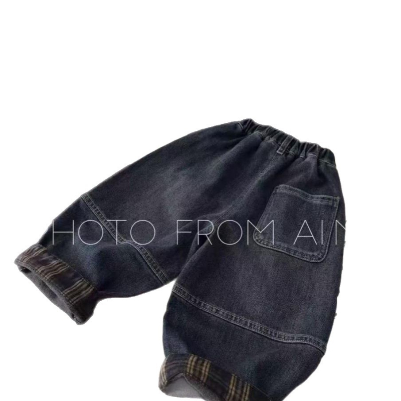 Detské denimové nohavice – rovný strih, voľná noha, stredný pás s elastickým pásom, bavlna 71–80%, jemné spracovanie (Denim; Bavlna 71–80%; Rovný strih; Stredný pás; Jemné spracovanie)