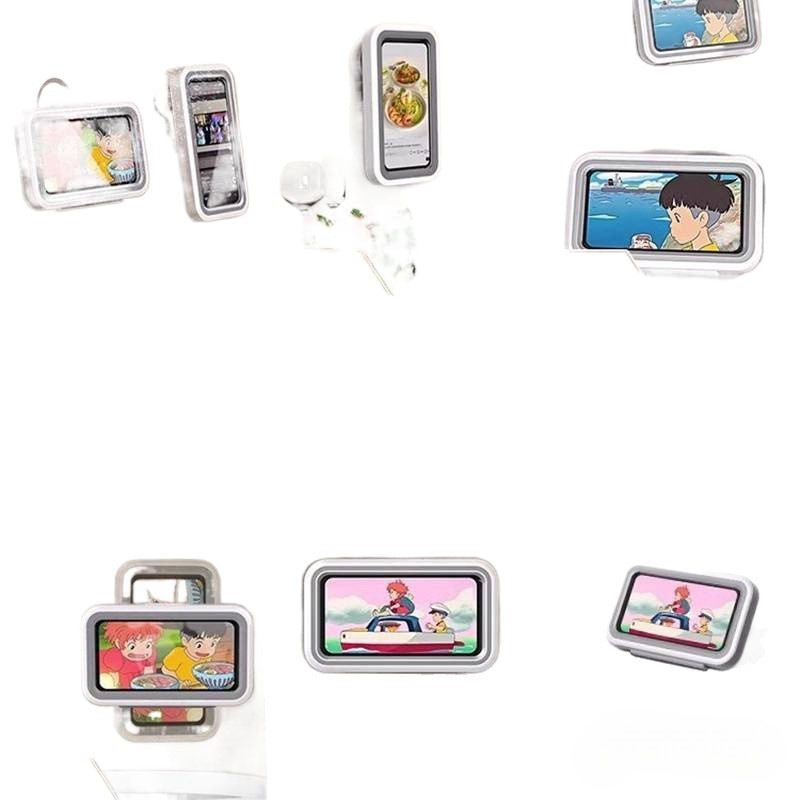 Vodotesný držiak na telefón do kúpeľne s povrchovou úpravou sprejovaným plastom a montážou bez vŕtania (Materiál: plast; Nosnosť: 1-5 kg; Jednoúrovňový stojan)