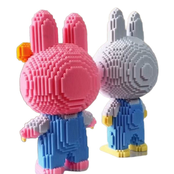 Labubu által ihletett, LEGO-kompatibilis műanyag építőjáték, puzzle-díszdarab, kézzel készített ajándék