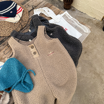 Dječji kombinezon u korejskom stilu, visokim strukom, mekan poliester, jednobojan, za djecu 3–8 godina, jesen-zima