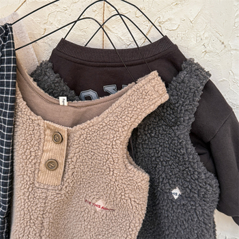 Dječji kombinezon u korejskom stilu, visokim strukom, mekan poliester, jednobojan, za djecu 3–8 godina, jesen-zima