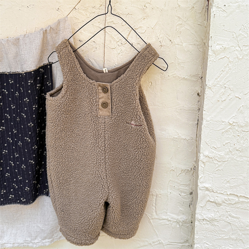 Dječji kombinezon u korejskom stilu, visokim strukom, mekan poliester, jednobojan, za djecu 3–8 godina, jesen-zima