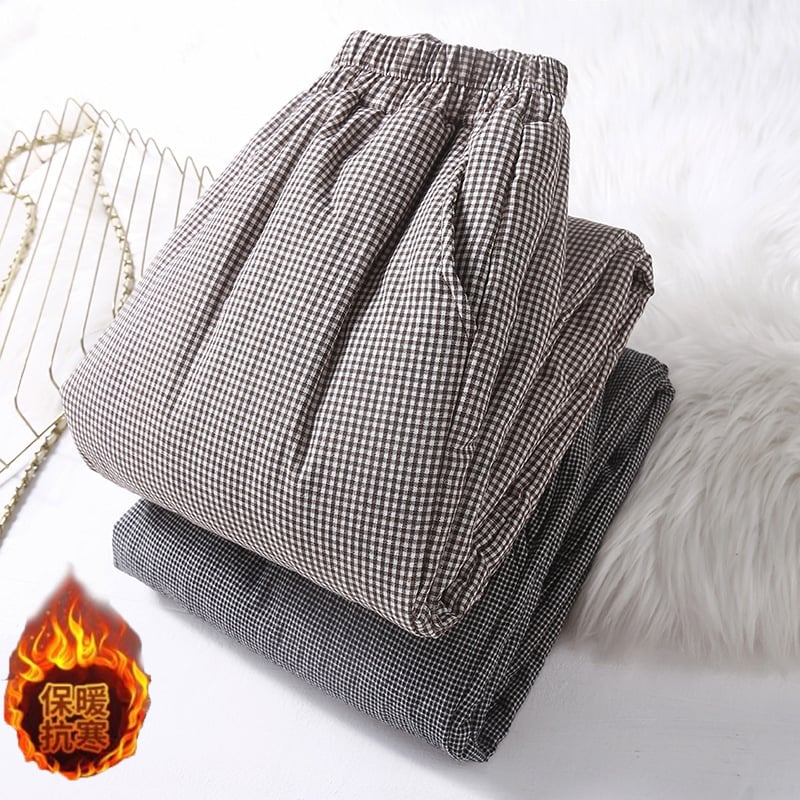 Naiste harémipüksid puuvillase ja linase segu, elastne talje, lõdva lõige, talv 2025, kirjanduslik retro stiil