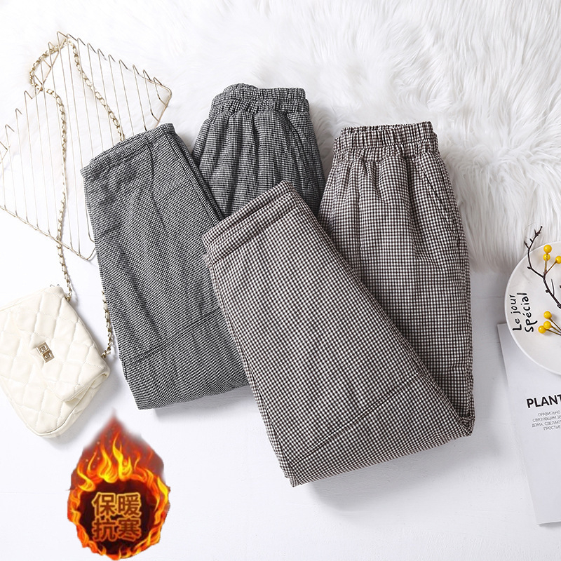 Naiste harémipüksid puuvillase ja linase segu, elastne talje, lõdva lõige, talv 2025, kirjanduslik retro stiil