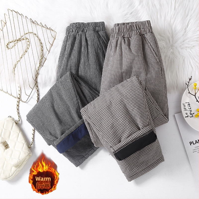 Naiste harémipüksid puuvillase ja linase segu, elastne talje, lõdva lõige, talv 2025, kirjanduslik retro stiil