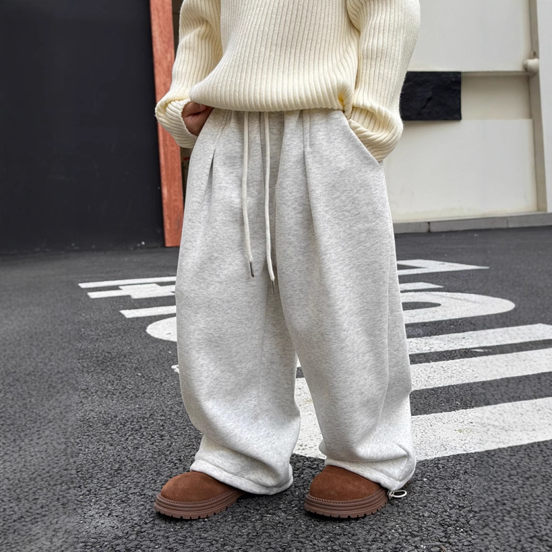 Dječje hlače u korejskom stilu s fleece podstavom, 95% pamuka, za djecu 3–8 godina, zima