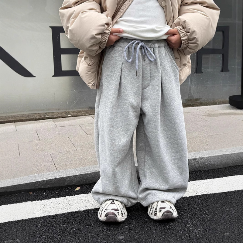 Dječje hlače u korejskom stilu s fleece podstavom, 95% pamuka, za djecu 3–8 godina, zima