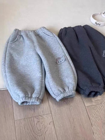 Detské zimné voľnočasové nohavice, zmesové tkaniny bavlna, cartoon vzor, stredný pás s elastickým pásom, pre vek 1–3 roky