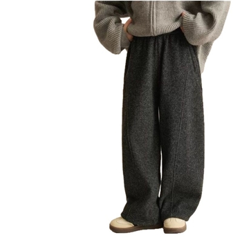 Unisex dječje hlače s flis unutrašnjom, jesen-zima 2026, casual korejski stil, široke hlače s mečastim krojem za stariju djecu