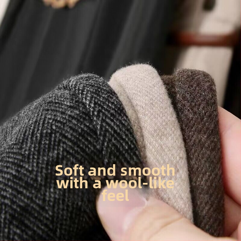 Dámske nohavice z vlneného zmesi, hrubé pre teplo, nastaviteľný pás, mestský štýl, zimná sezóna 2025