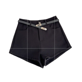 Вълнени шорти за жени: А-образен силует, колан, висока талия, 95% вълна + Спандекс